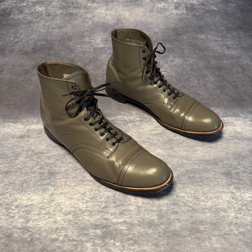 Stacy Adam's Mens Madison Gray Leather Cap Toe Lace Up Boots Size 11.5 D